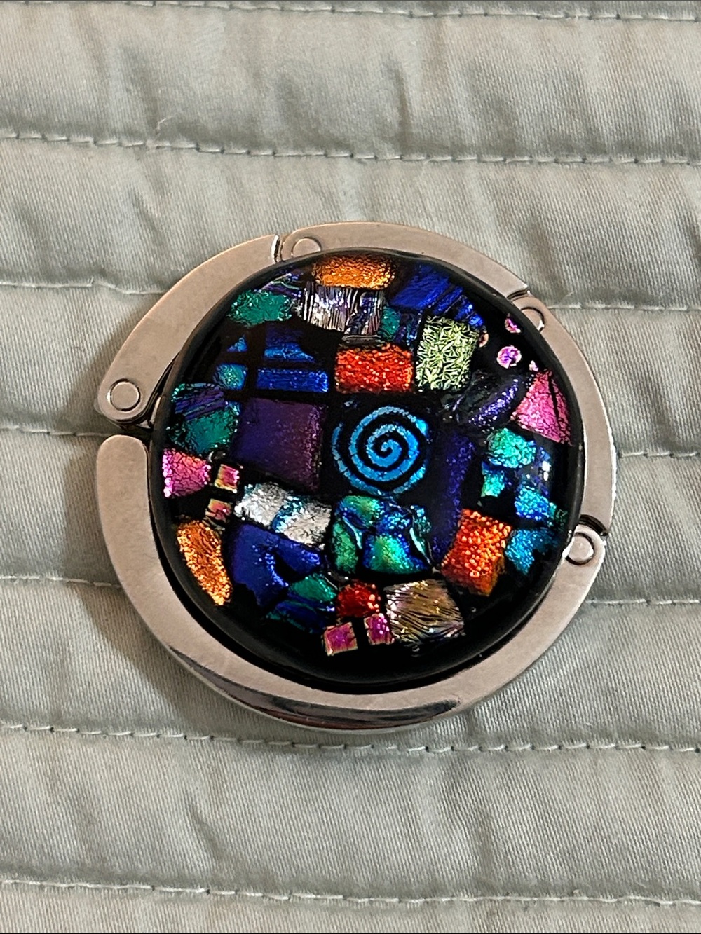Dichroic Glass Purse Hook in Multicolor